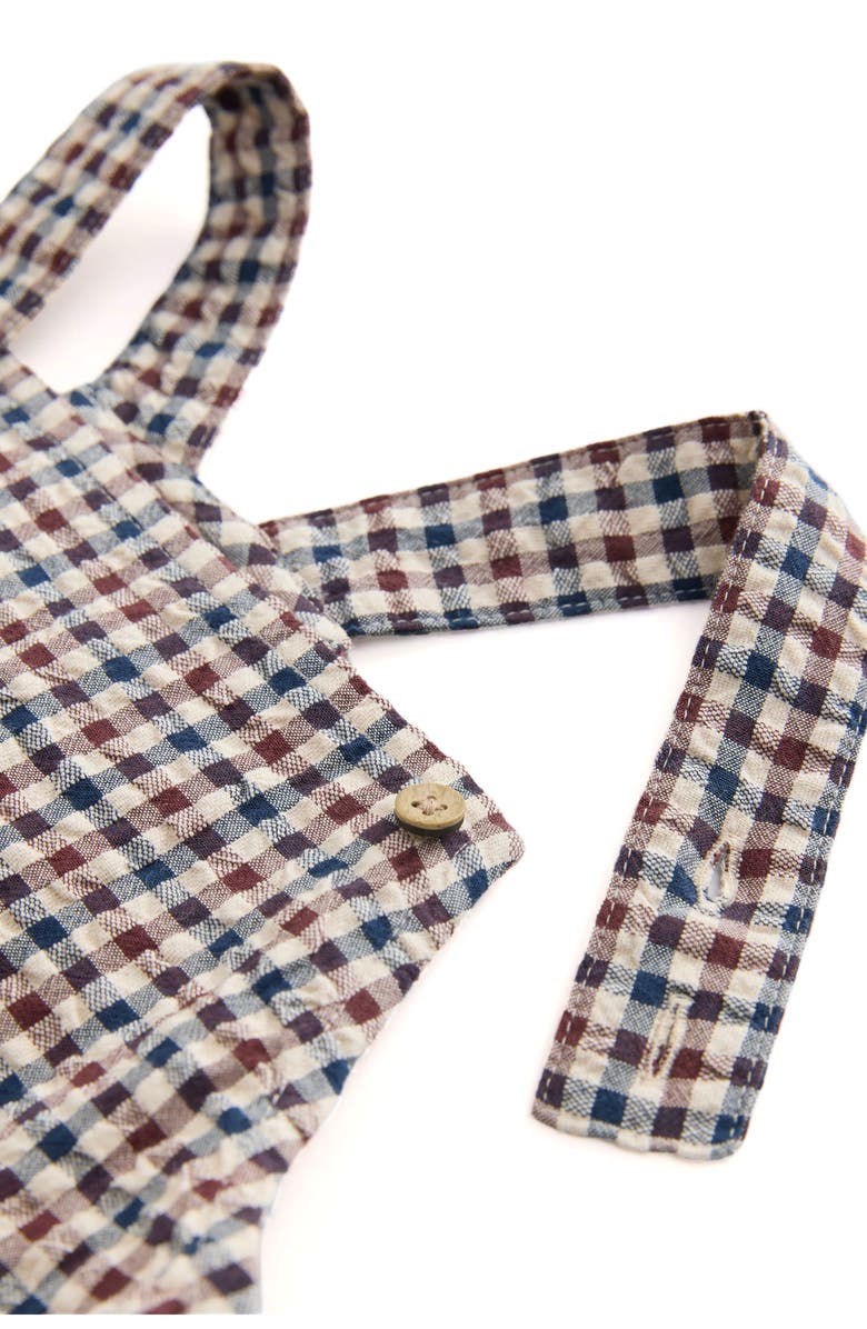 NEXT Kids' Gingham Cotton Seersucker Pinafore Dress, Alternate, color, Neutral