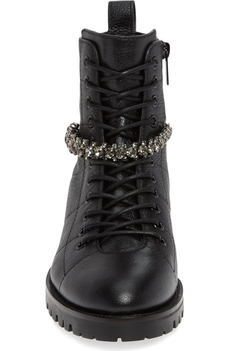 Jimmy Choo Cruz Crystal Embellished Biker Boot, Alternate, color,