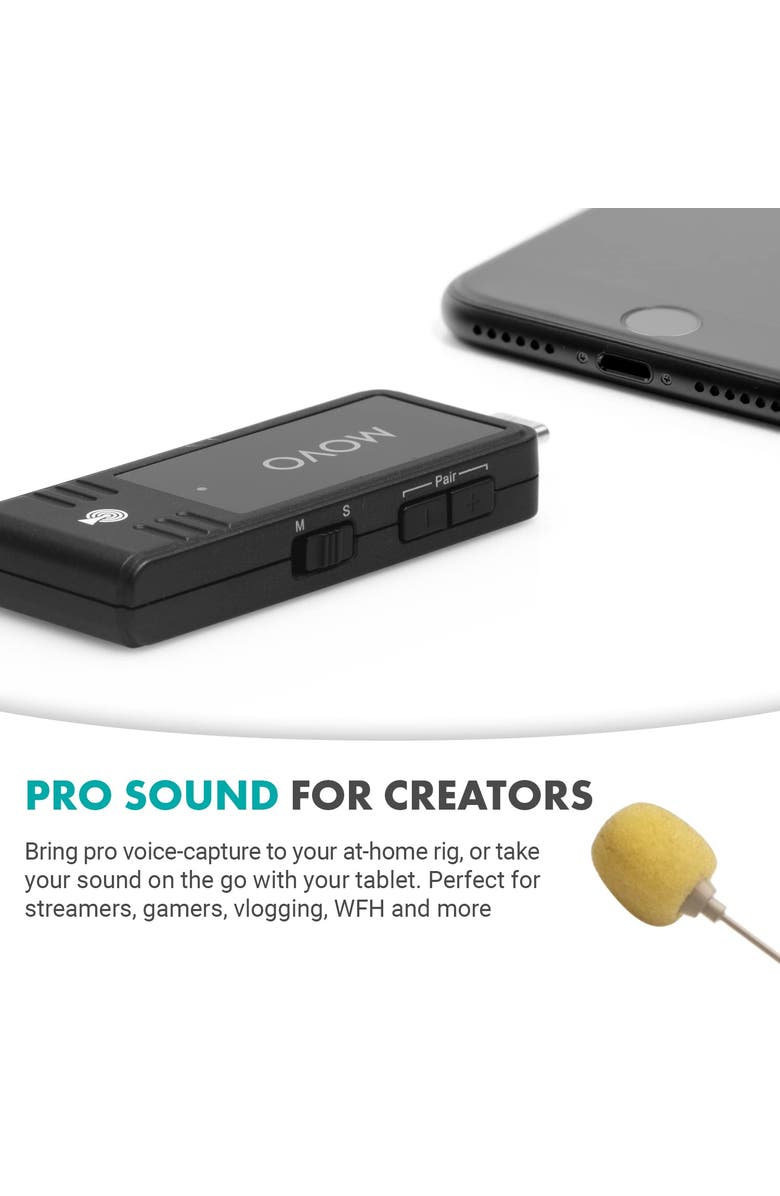 MOVO WMX-1-UH USB-C Wireless Headset Microphone, Alternate, color, Black