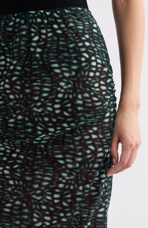 Dries Van Noten Homoa Layered Mixed Print Midi Skirt In Malachite