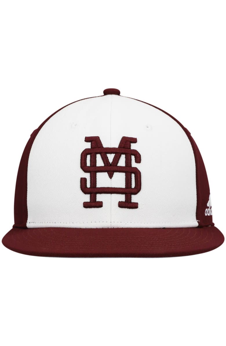 adidas Men's adidas White Mississippi State Bulldogs On-Field Baseball Fitted Hat, Alternate, color, White
