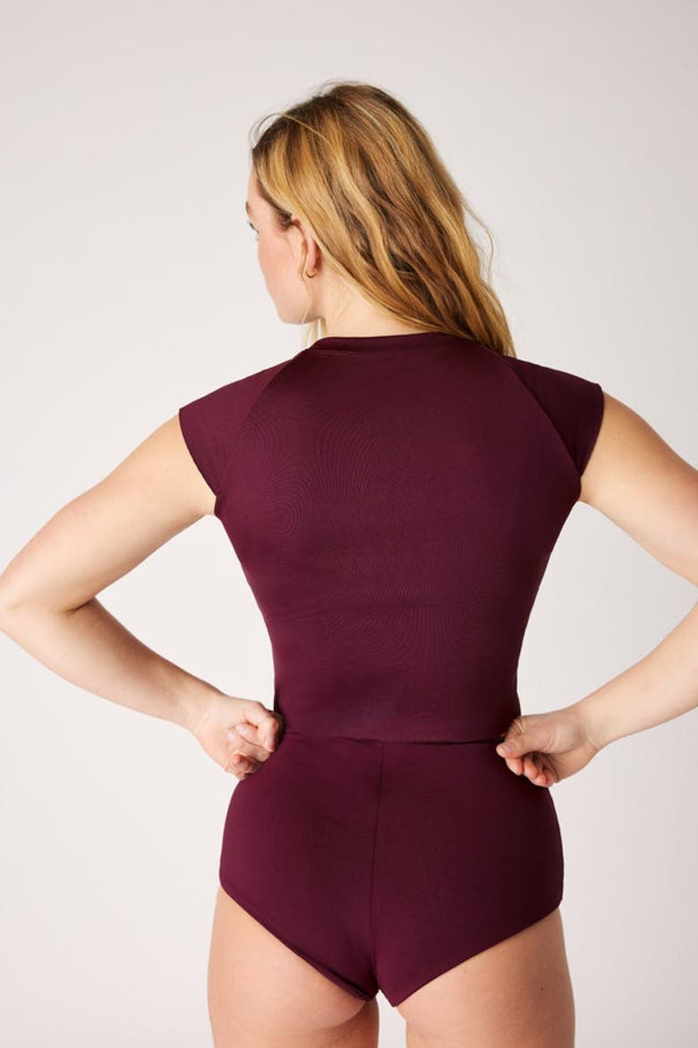 The Short Sleeve Surf Top, Alternate, color, Dark Cherry