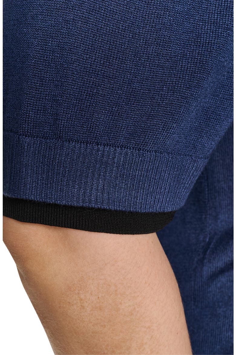 Johnny Collar Short Sleeve Sweater, Alternate, color, NAVAL ACADEMY/ BLACK