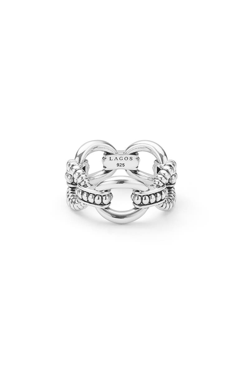 Sterling Silver Caviar Link Ring, Alternate, color, SILVER