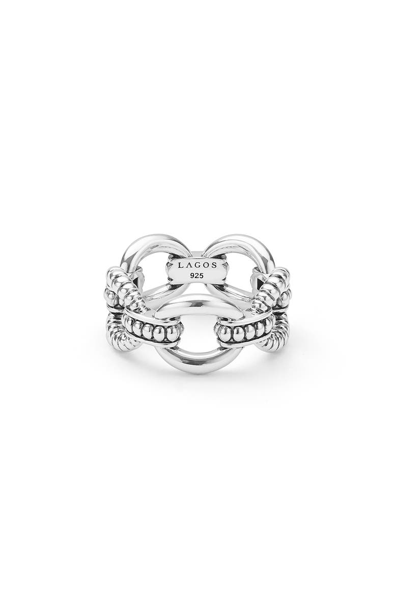 LAGOS Sterling Silver Caviar Link Ring, Alternate, color, Silver