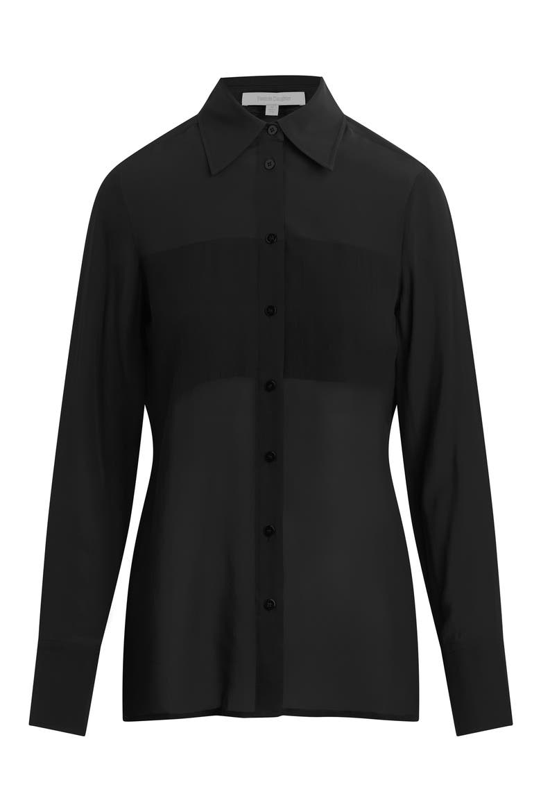 The Sheer Sophistication Button-Up Shirt, Alternate, color, BLACK