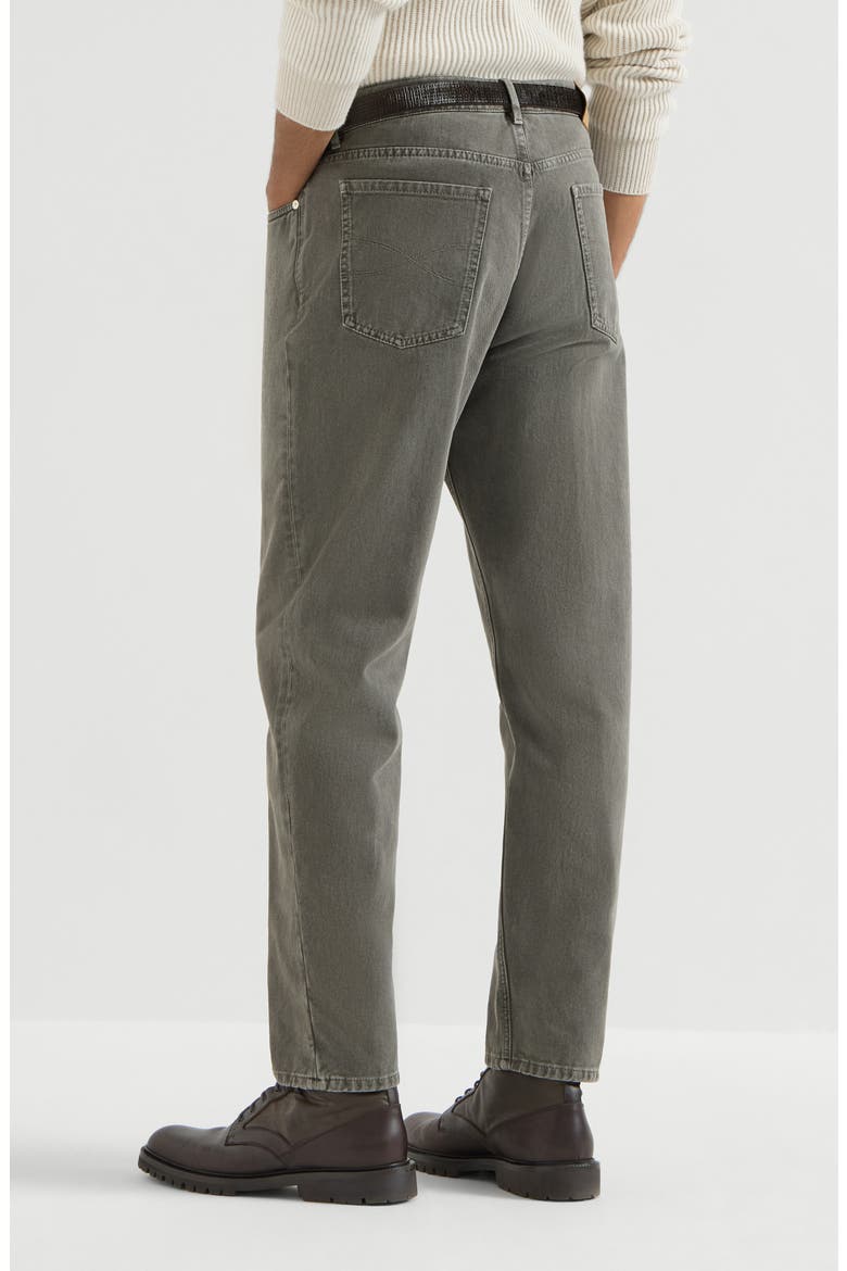 Garment-dyed denim iconic fit five-pocket trousers, Alternate, color, Grey