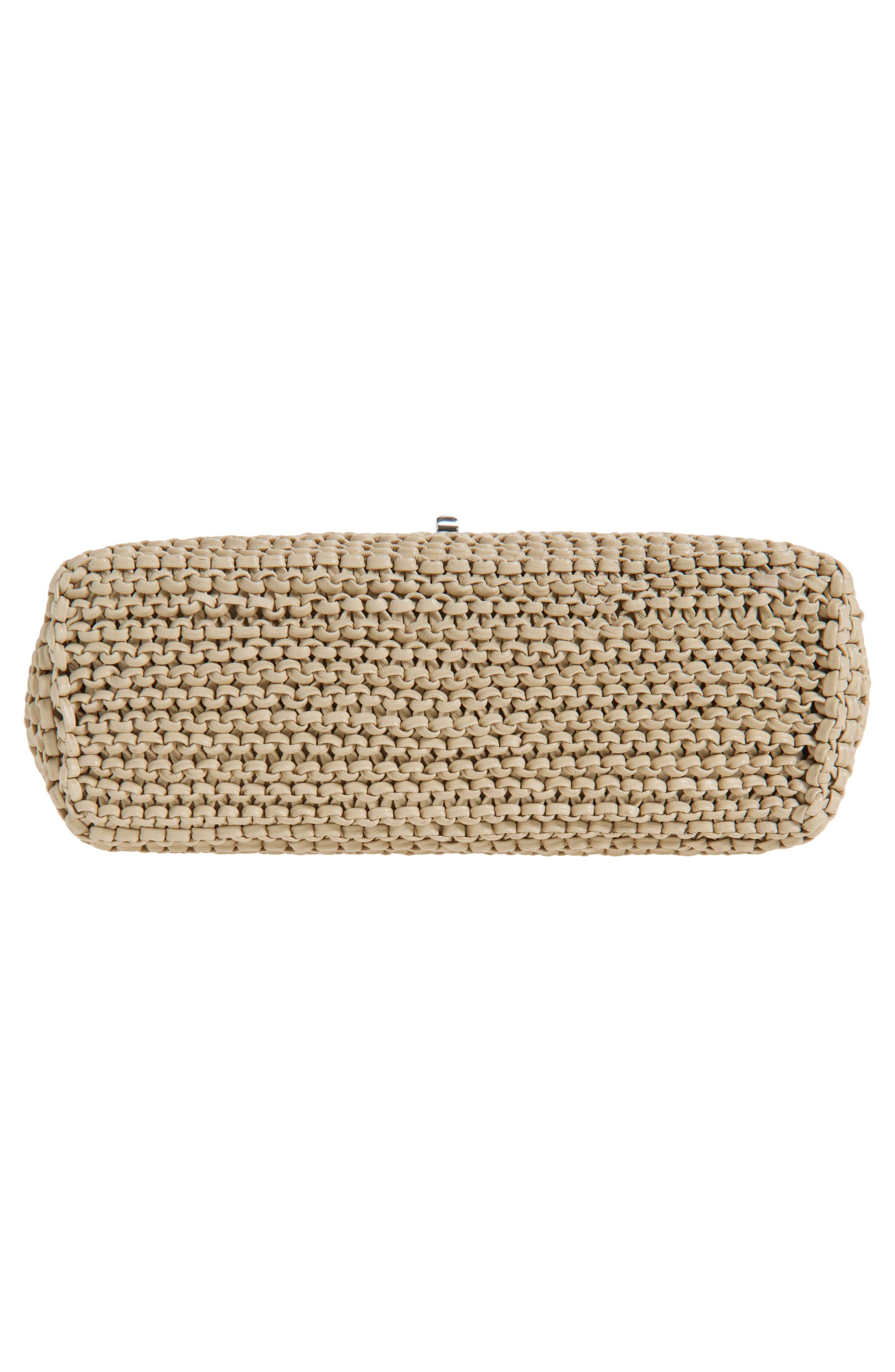 Mini T-Lock Knit Leather Clutch, Alternate, color, FAWN