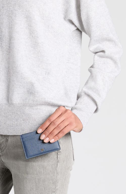 Tom Ford Grained Leather Card Holder In Blue