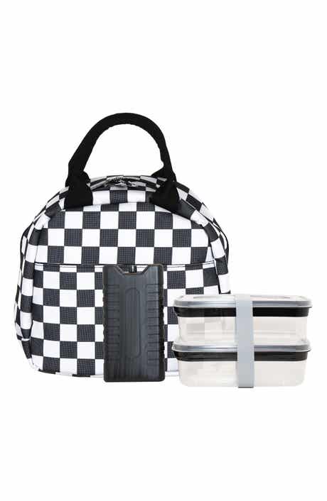 Silver One International Checkered 7-Piece Dome Insulated Lunch Bag Set