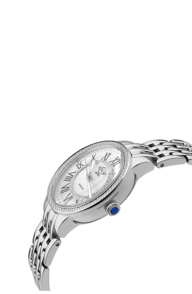 GV2 Astor II Mother-of-Pearl Diamond Bracelet Strap Watch, 38mm - 0.24 ctw, Alternate, color, Silver