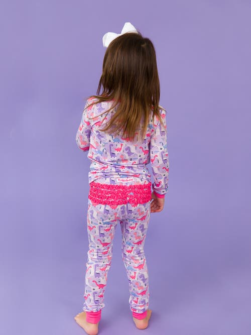 Rufflebutts Softsnooze Toddler Girls Ruffle Long Sleeve Pajama Set In Sweetie-saurus