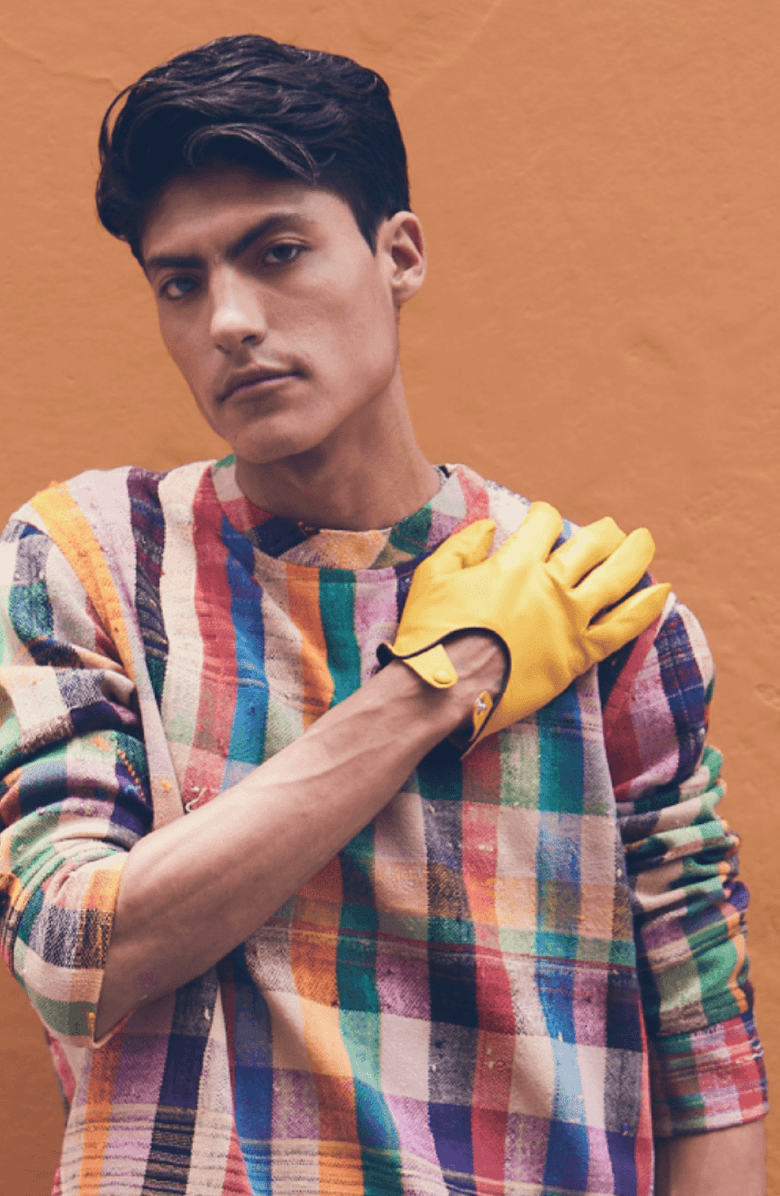 Seymoure Men's Leather Driving Gloves, Alternate, color, Yellow With Black Trim