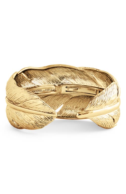 Anabel Aram Jewelry Feather Wide Cuff Bracelet In Gold