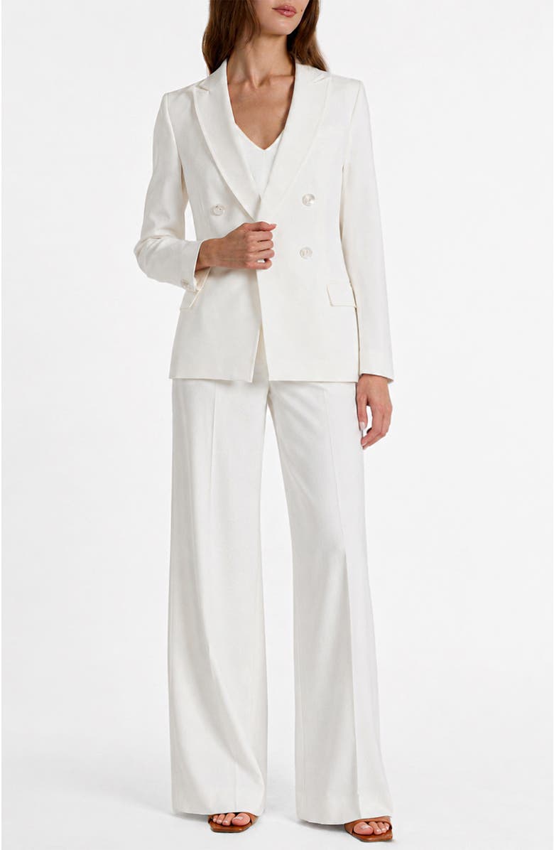 Santorelli Caryn Double-Breasted Blazer in Cotton Stretch, Alternate, color, Ivory