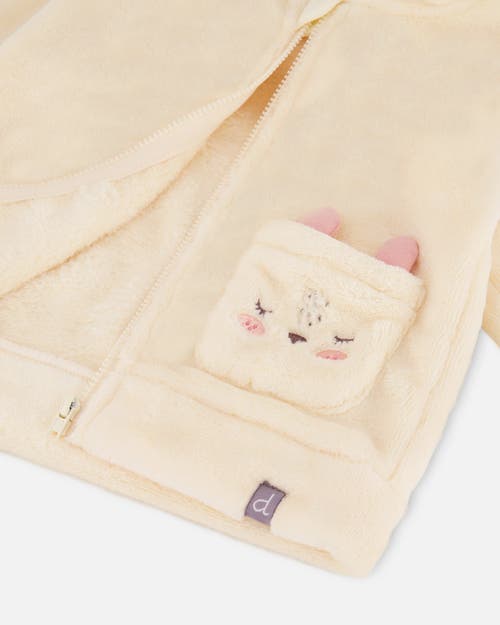 Deux Par Deux Plush Hooded Jacket In Neutral