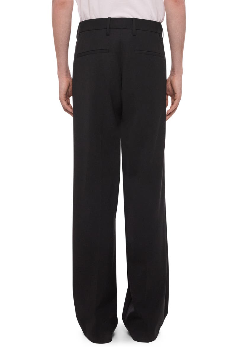 Double Pleated Wide Leg Wool Trousers, Alternate, color, BLACK