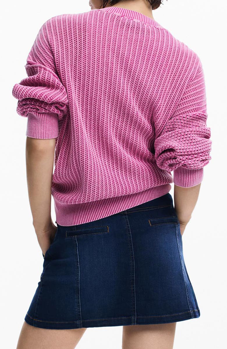 Desigual Loose Knit Cotton Blend Sweater, Alternate, color, Pink