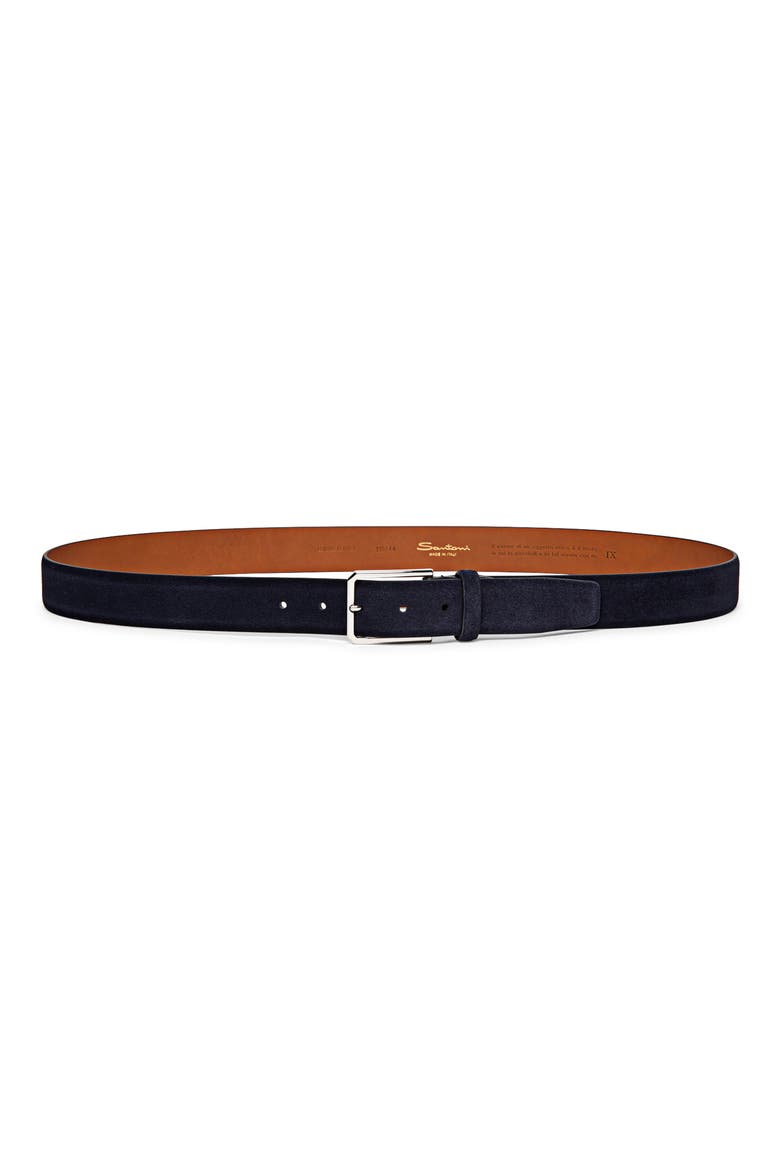 Suede Leather Belt, Main, color, BLUE