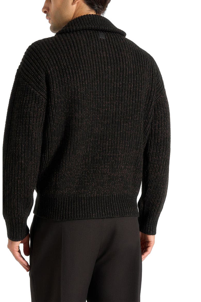 Jamie Unisex Speckled Wool Zip Through Jacket, Alternate, color, Black