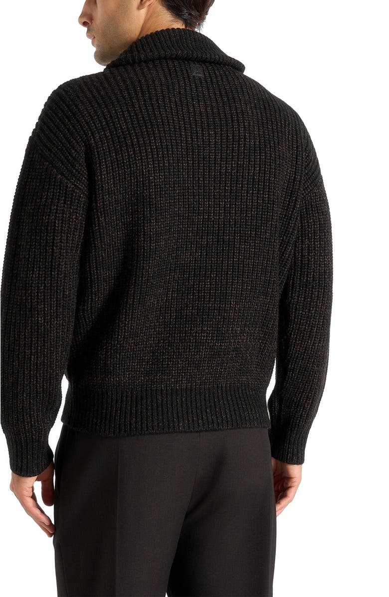 Manière De Voir Jamie Unisex Speckled Wool Zip Through Jacket, Alternate, color, Black