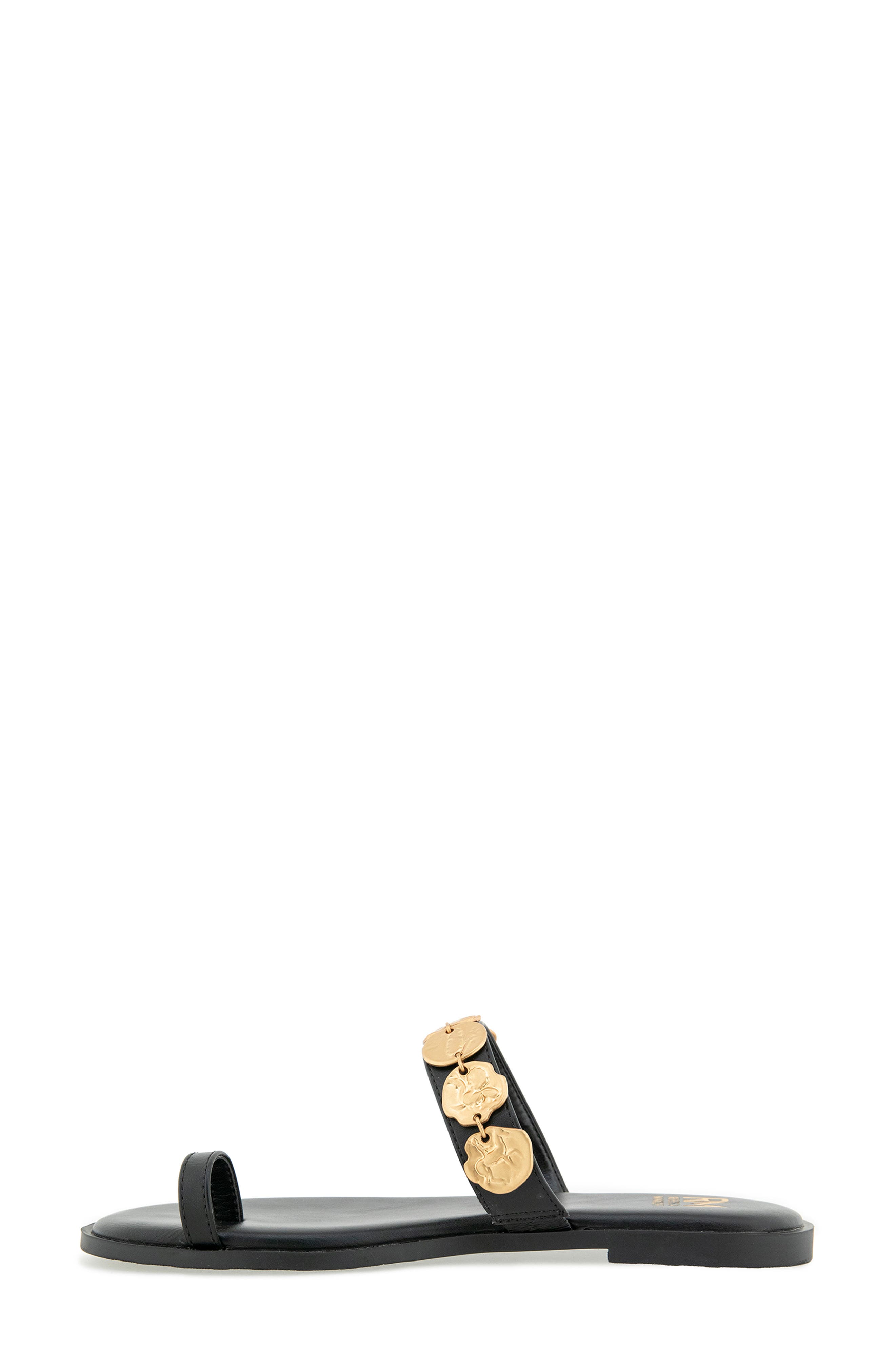 Rebecca Minkoff Claire Coin Toe Loop Sandal, Alternate, color, Black