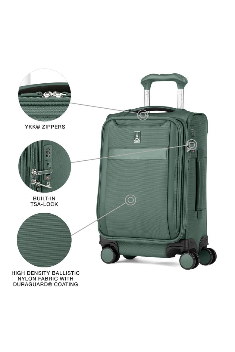 Versapack + Lightweight Softside Expandable 20" Compact Carry On Spinner Luggage, Alternate, color, Desert Sage