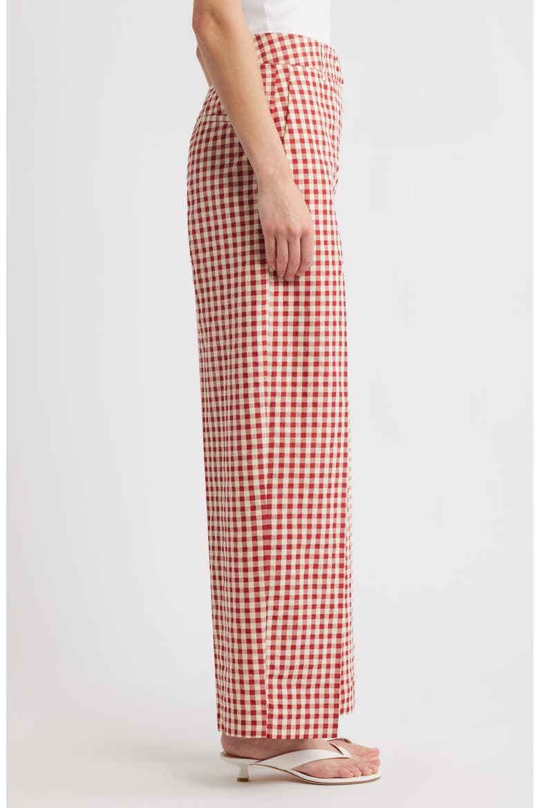 Gingham Relaxed Wide Leg Pants, Alternate, color, RED