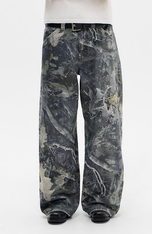 Bdg Urban Outfitters Leaf Camo Wide Leg Jeans In Gray