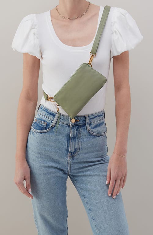 Hobo Slim Fern Leather Belt Bag In Watercress