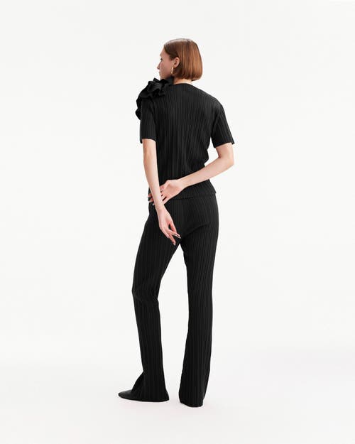 Theo The Label Gaia Grommet Belt Cropped Boot Pant In Black