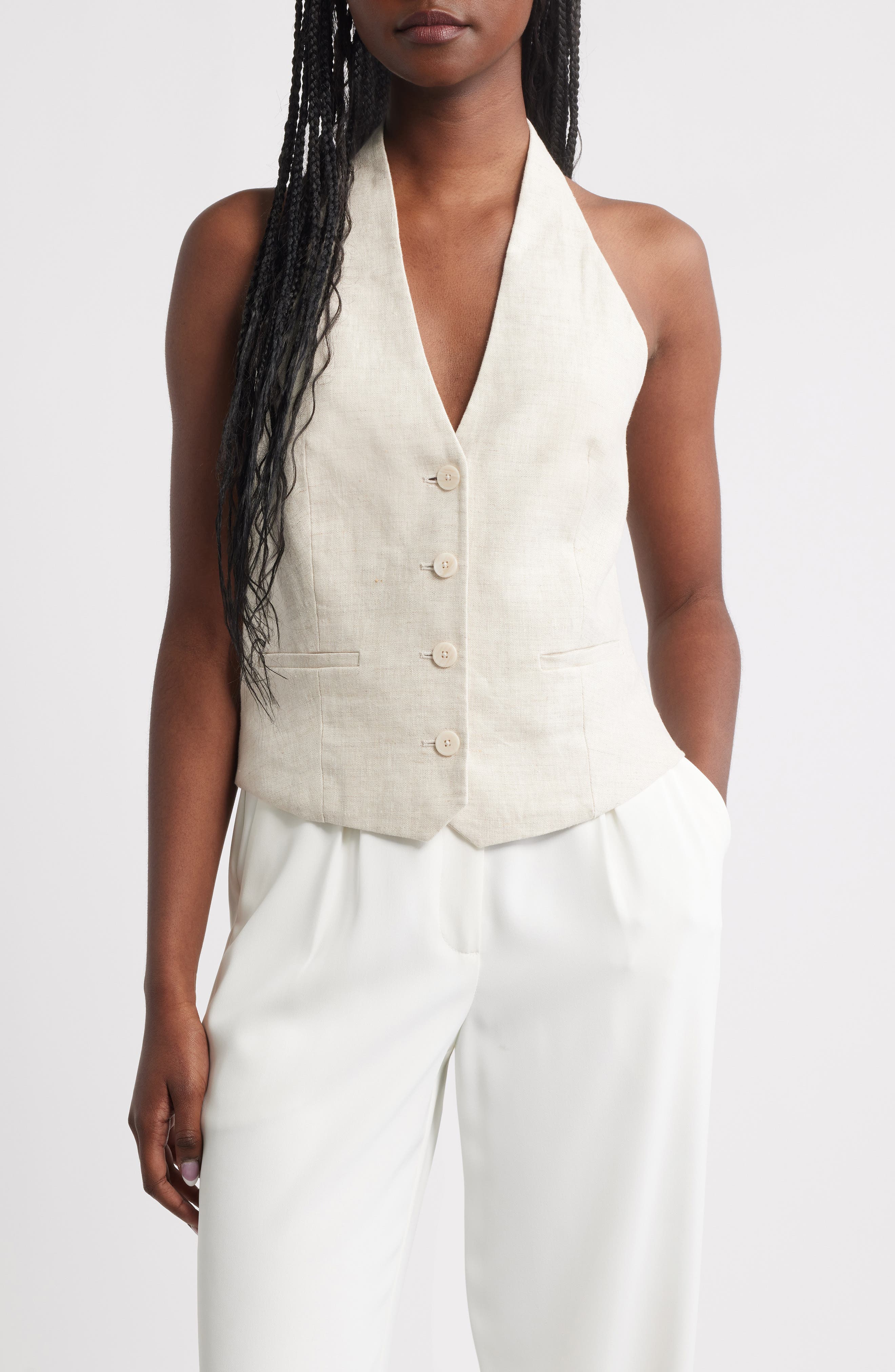MANGO Boreli Linen Halter Vest