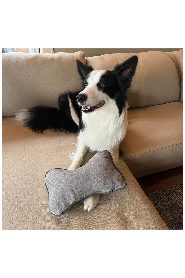 GreenDog Bone Pet Pillow, Alternate, color, LIGHT GRAY