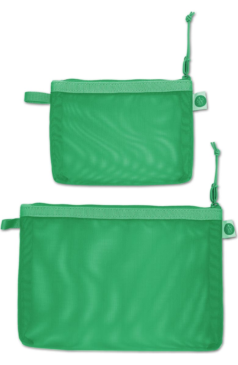 Baboon to the Moon Set of 2 Monomesh Pouches, Main, color, Green