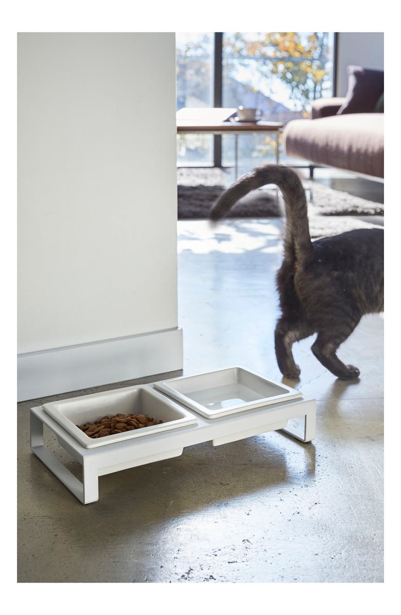 Yamazaki Short Elevated Double Bowl Pet Diner, Alternate, color, 