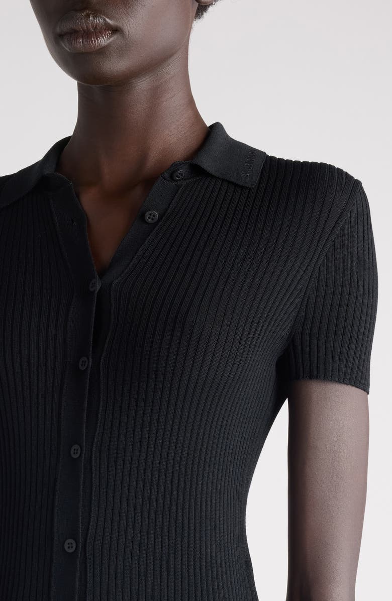 Balenciaga Short Sleeve Rib Top, Alternate, color, 1000 Black