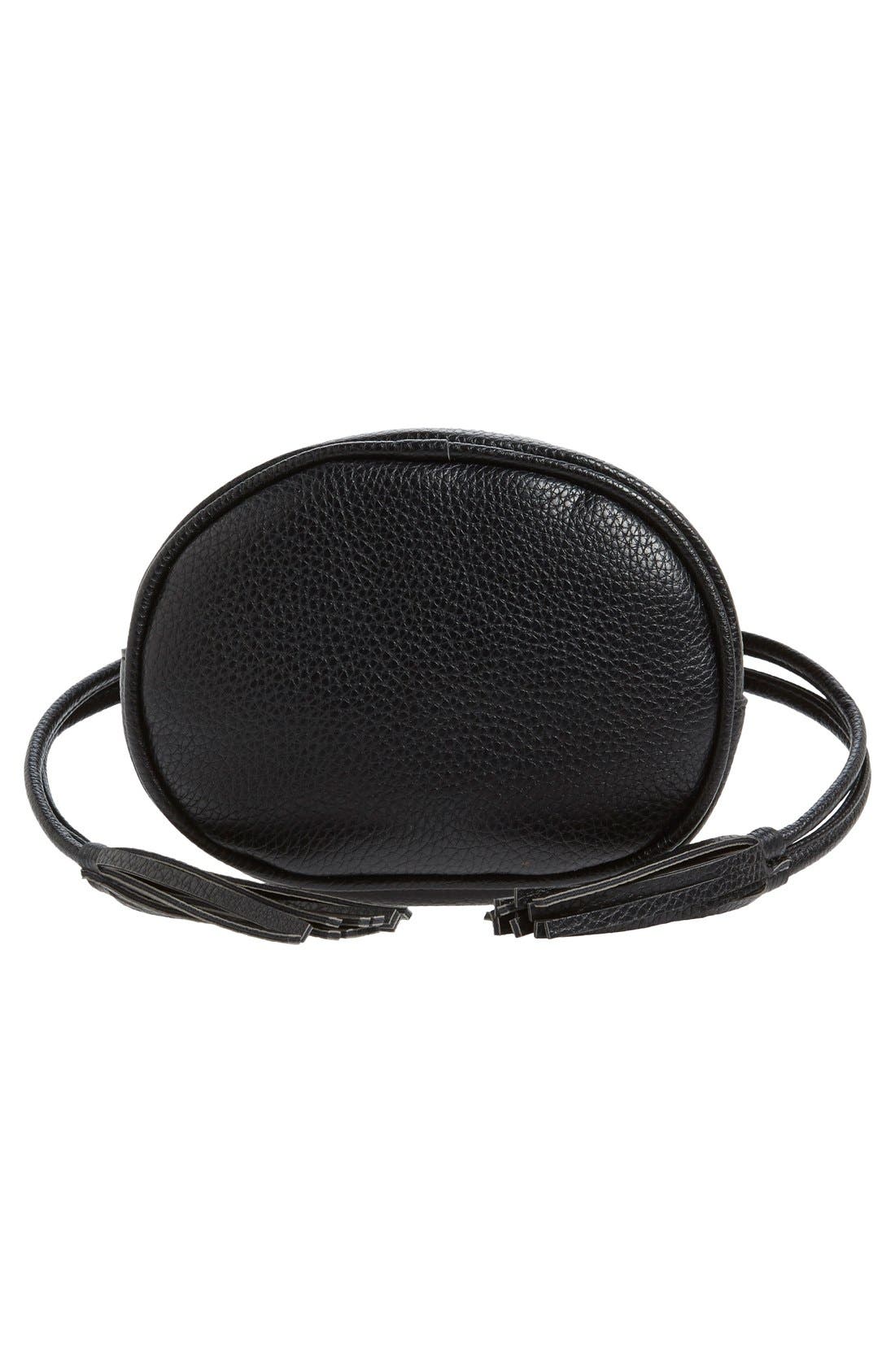 Street Level Mini Faux Leather Tassel Bucket Bag, Alternate, color, 