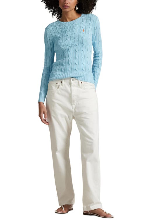 Polo Ralph Lauren Cable Stitch Cotton Crewneck Sweater In Blue