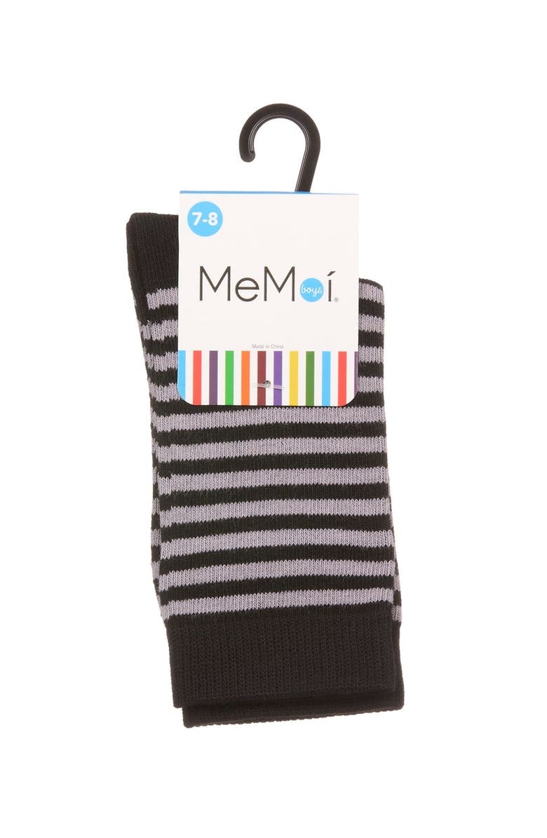 MeMoi Thin Stripe Crew Sock, Alternate, color, Black
