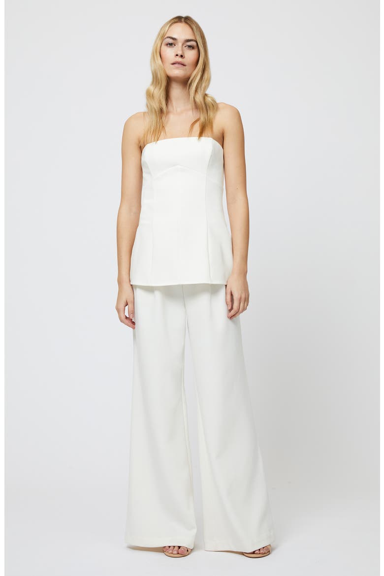Azra Strapless Twill Top, Alternate, color, PORCELAIN CREAM