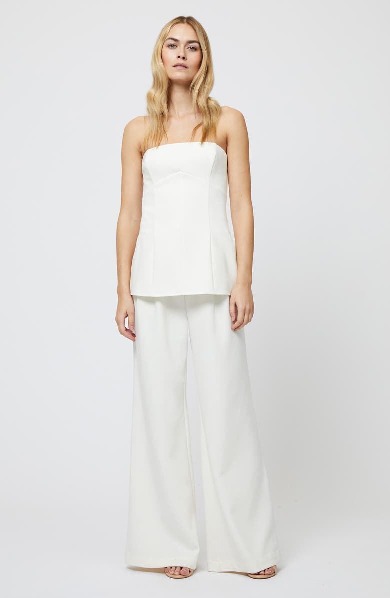French Connection Azra Strapless Twill Top, Alternate, color, Porcelain Cream