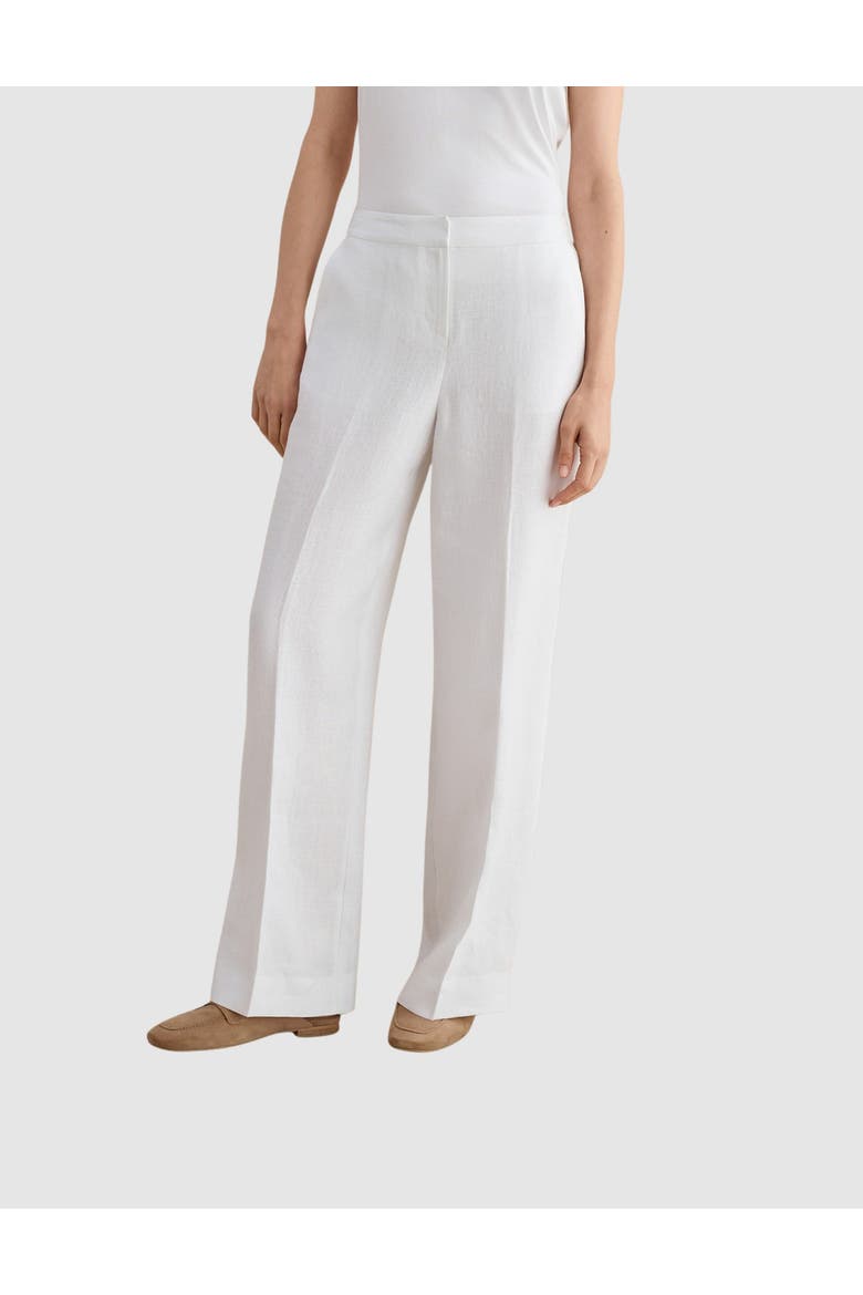Alessia High-Waist Linen Trousers, Main, color, White