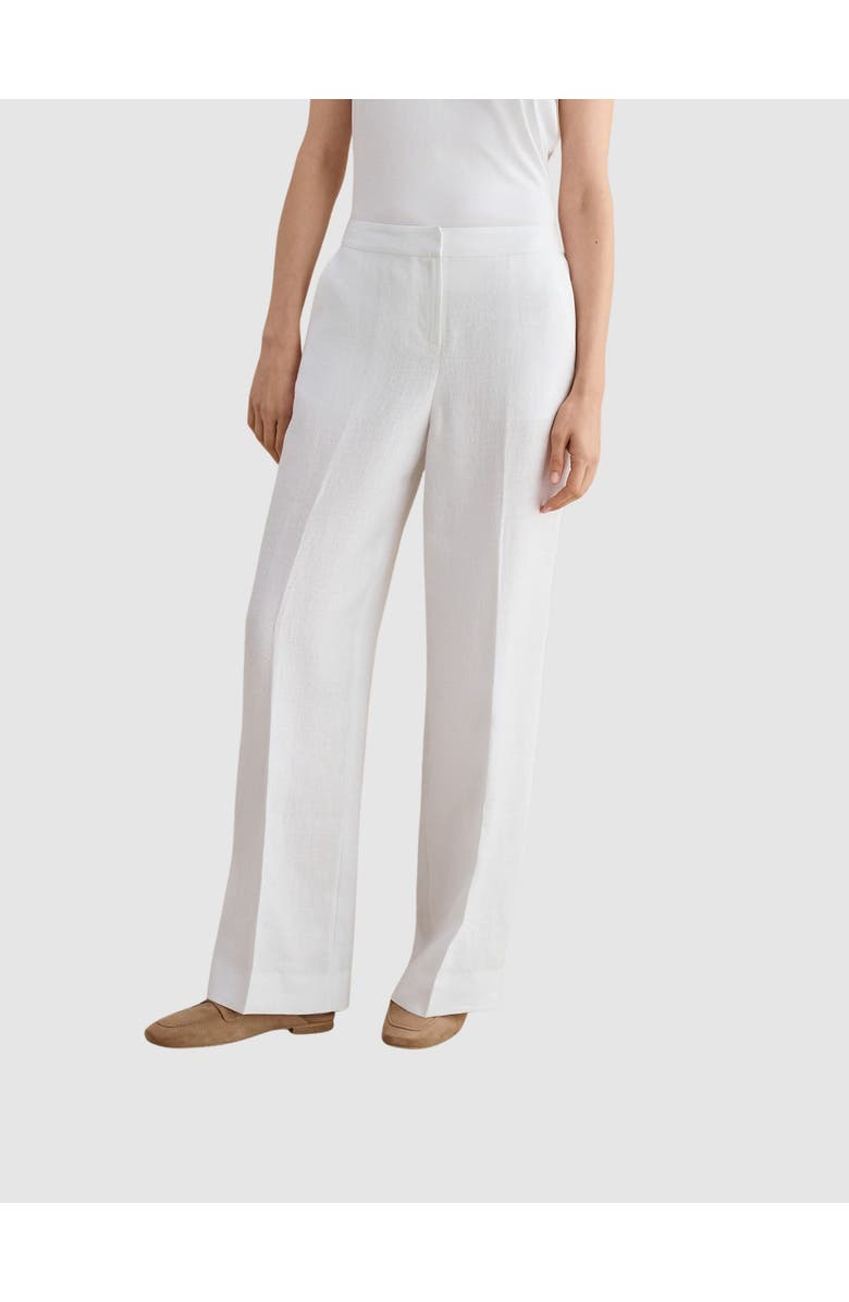 HOBBS LONDON Alessia High-Waist Linen Trousers, Main, color, White