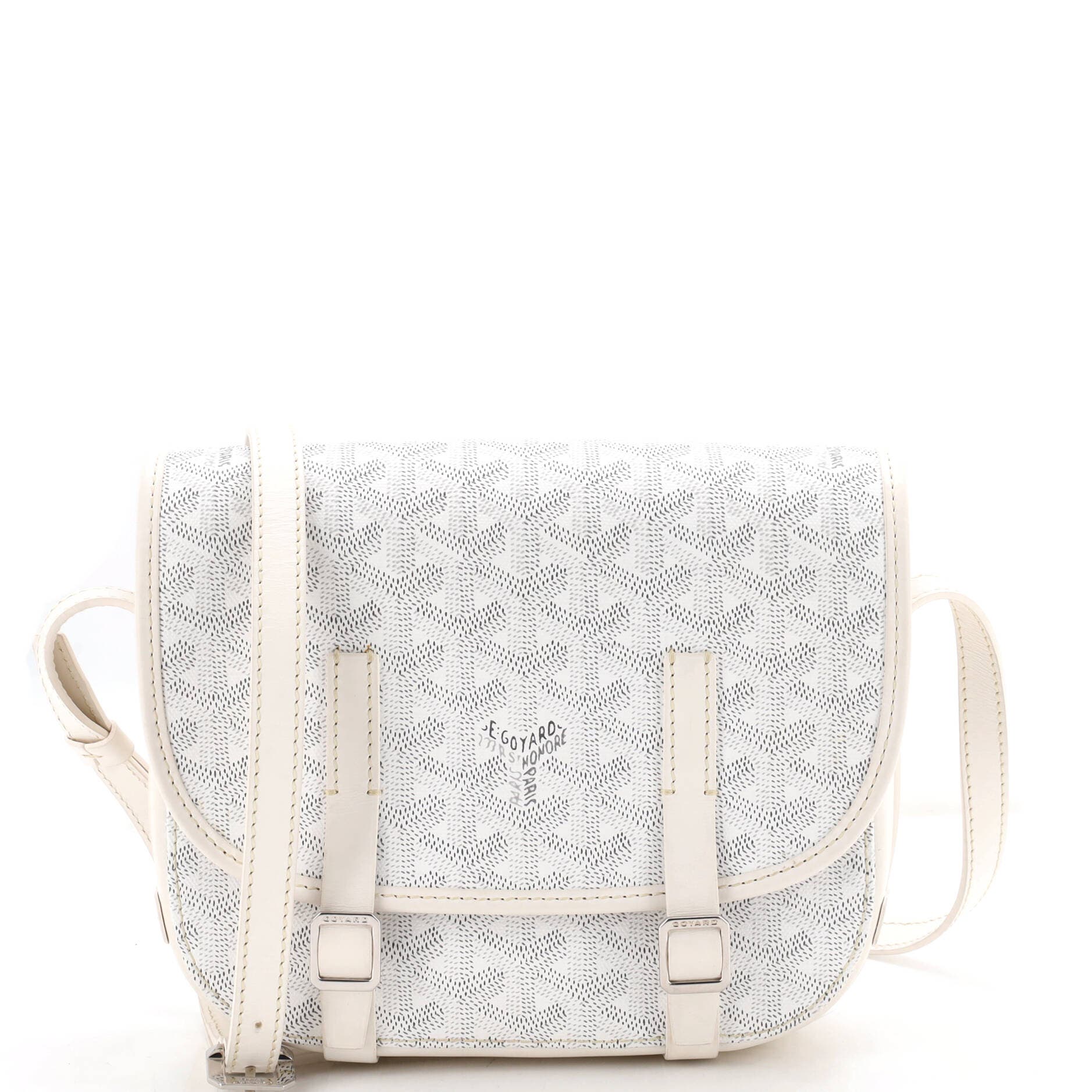 Belvedere Messenger Bag Coated Canvas with Leather PM, Main, color, White