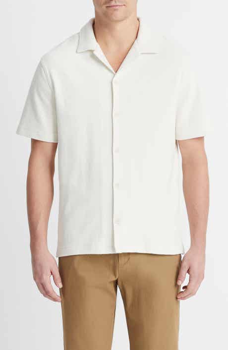Bouclé Knit Short Sleeve Camp Shirt