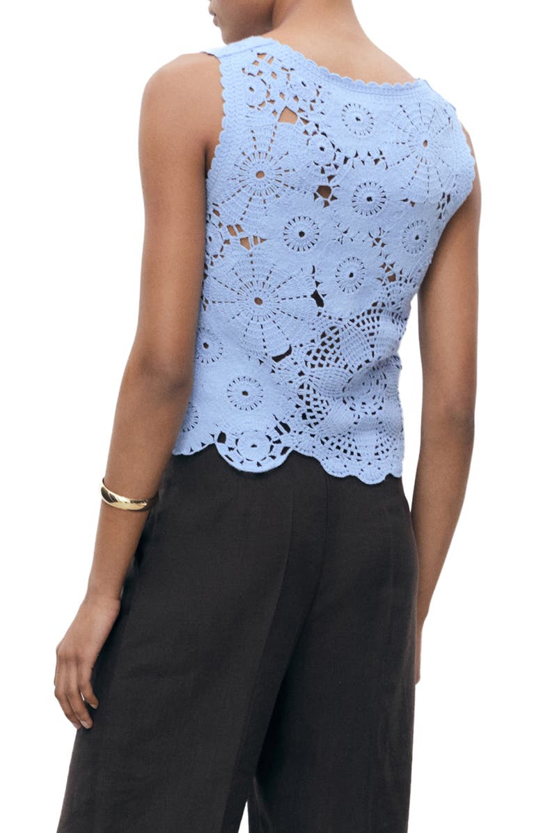 MANGO Floral Crochet Top, Alternate, color, Sky Blue
