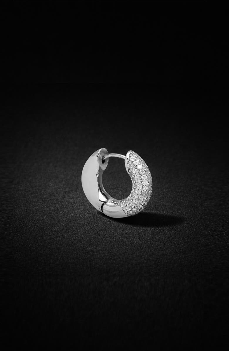 YOJ Pave Huggie Hoop In Silver, Alternate, color, Silver