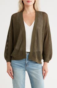 Nordstrom Open Stitch Front Cotton Cardigan