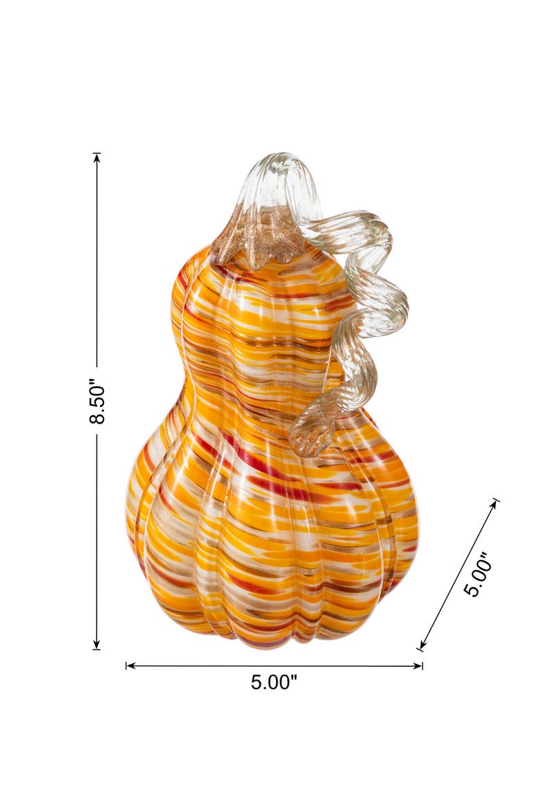 Fall Multi Stripes Glass Gourd Pumpkins, Alternate, color, Orange