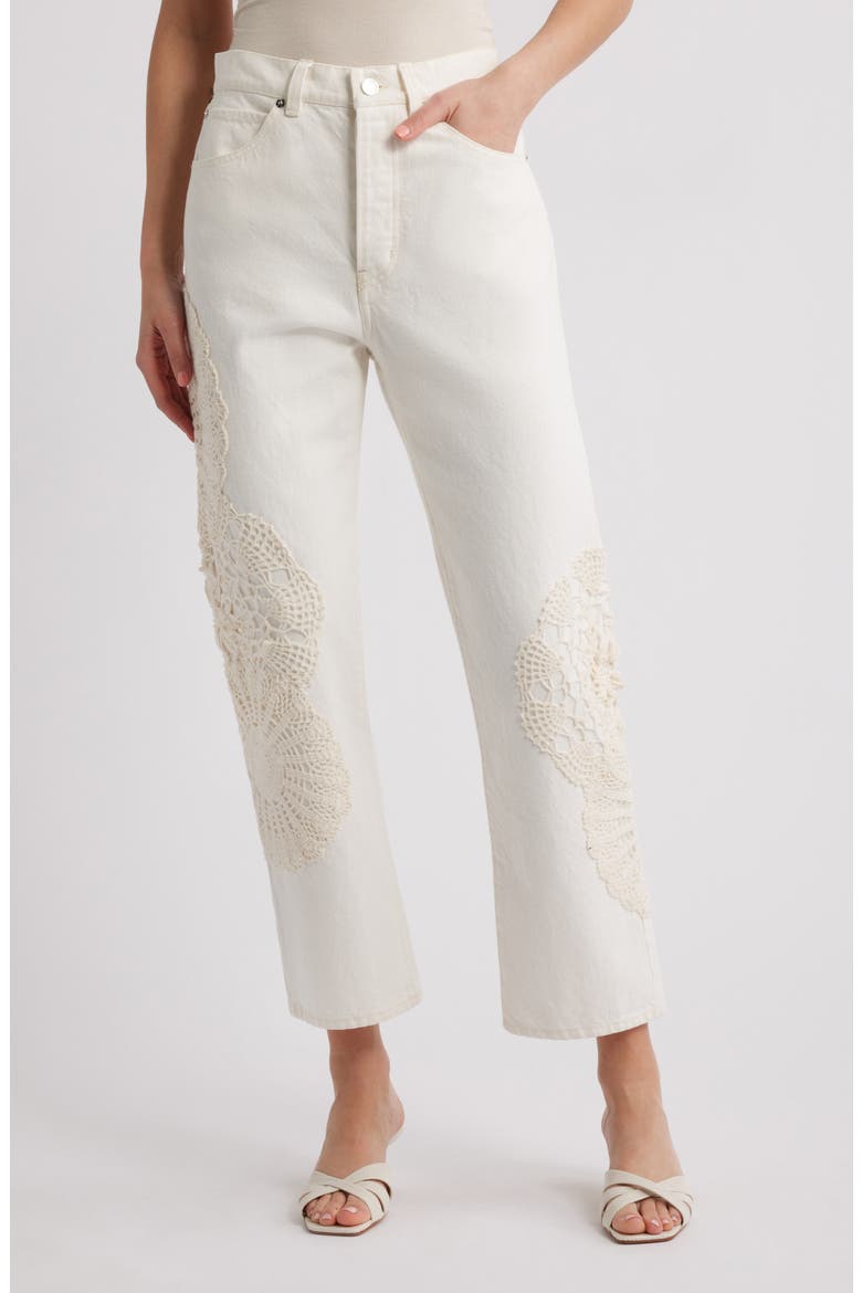 The Vertical Crochet High Waist Crop Relaxed Straight Leg Jeans, Main, color, AU NATURAL CLEAN